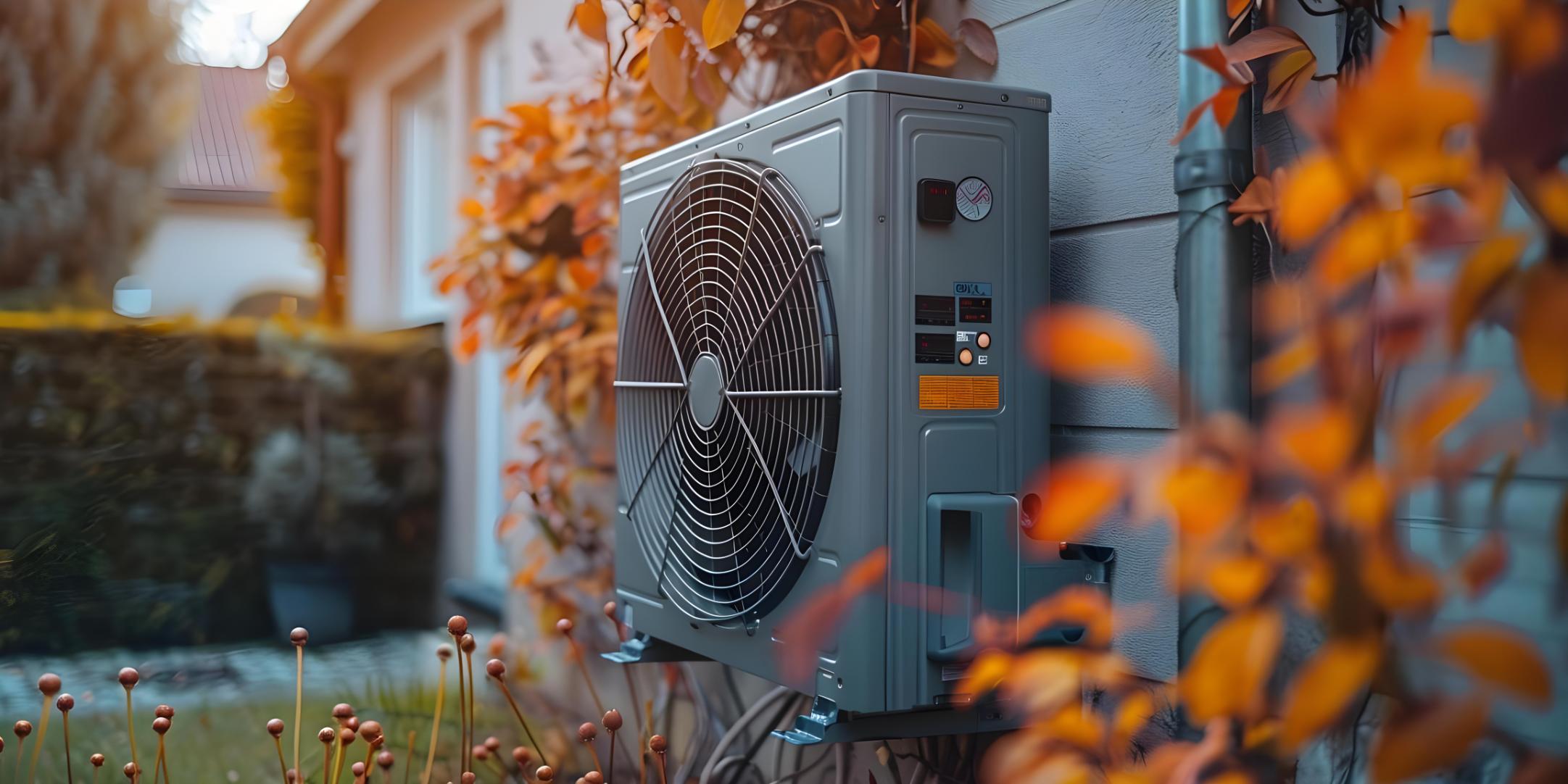 Technicien posant une pompe à chaleur air-eau